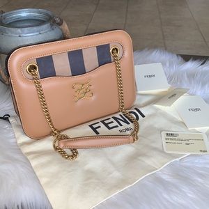FENDI Karligraphy King Calf Pocket Shoulder Bag Biscuit/ Pequin